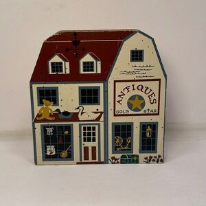 Painted Wooden Antique Store Building Display Decor Shelf Sitter Vtg